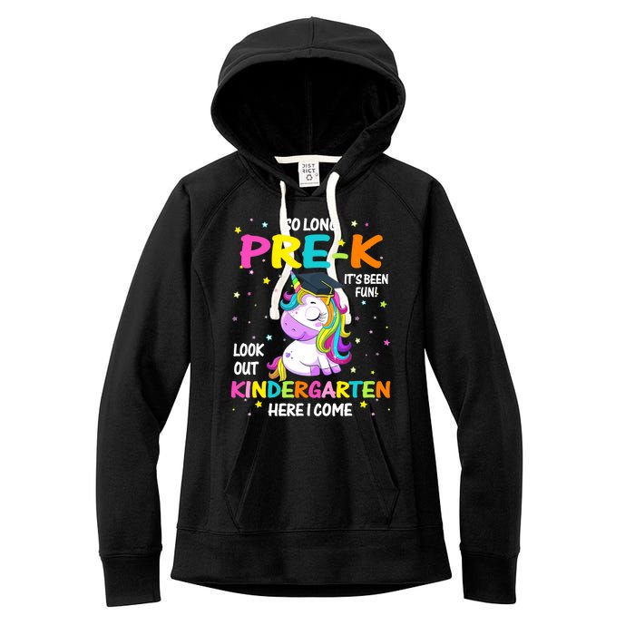 So Long Pre-K Kindergarten Here I Come Unicorn Graduation Women's Fleece Hoodie