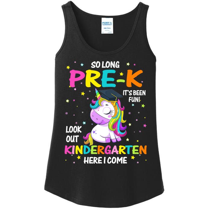 So Long Pre-K Kindergarten Here I Come Unicorn Graduation Ladies Essential Tank