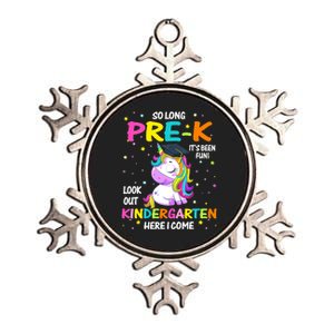 So Long Pre-K Kindergarten Here I Come Unicorn Graduation Metallic Star Ornament