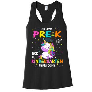 So Long Pre-K Kindergarten Here I Come Unicorn Graduation Women's Racerback Tank