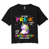 So Long Pre-K Kindergarten Here I Come Unicorn Graduation Women's Crop Top Tee