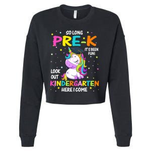 So Long Pre-K Kindergarten Here I Come Unicorn Graduation Cropped Pullover Crew