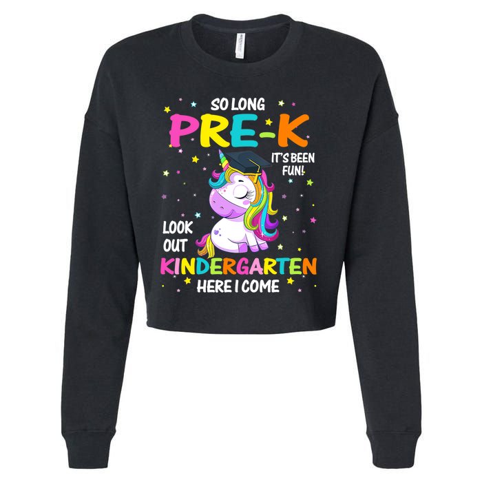 So Long Pre-K Kindergarten Here I Come Unicorn Graduation Cropped Pullover Crew