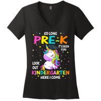 So Long Pre-K Kindergarten Here I Come Unicorn Graduation Women's V-Neck T-Shirt