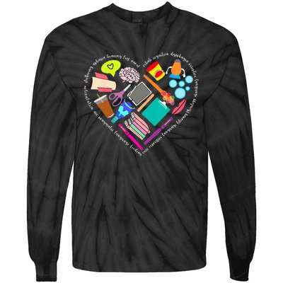 Speech Language Pathology SLP Speech Pathologist Heart Shape Tie-Dye Long Sleeve Shirt