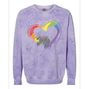 Sloth Lgbt Pride Sloths Pride Heart Gift Colorblast Crewneck Sweatshirt