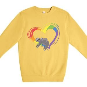 Sloth Lgbt Pride Sloths Pride Heart Gift Premium Crewneck Sweatshirt