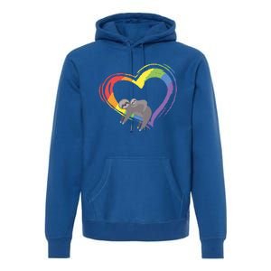 Sloth Lgbt Pride Sloths Pride Heart Gift Premium Hoodie