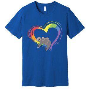 Sloth Lgbt Pride Sloths Pride Heart Gift Premium T-Shirt