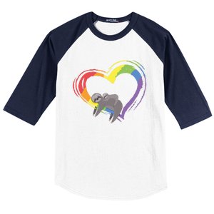 Sloth Lgbt Pride Sloths Pride Heart Gift Baseball Sleeve Shirt