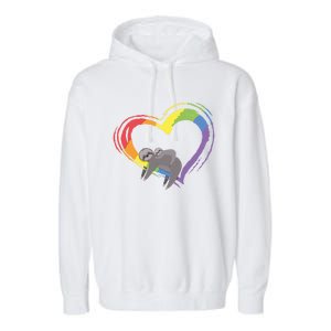 Sloth Lgbt Pride Sloths Pride Heart Gift Garment-Dyed Fleece Hoodie