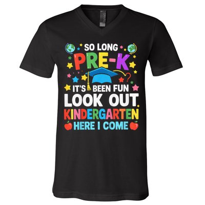 So Long Pre K Graduation Kindergarten Here I Come 2025 V-Neck T-Shirt