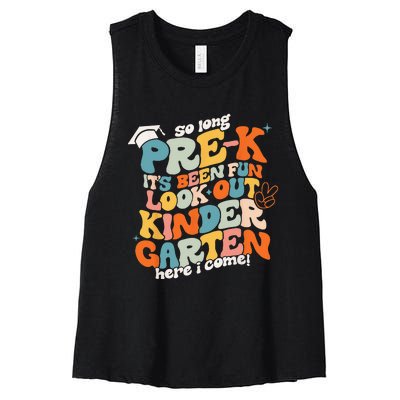 So Long PreK Kindergarten Here Graduate Last Day Of School Women's Racerback Cropped Tank