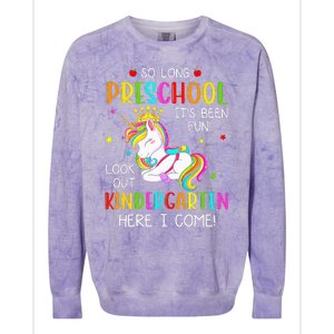 So Long Preschool Kindergarten Here I Come Graduation Colorblast Crewneck Sweatshirt