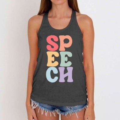 Speech Language Pathologist Speech Therapy SLP Women's Knotted Racerback Tank