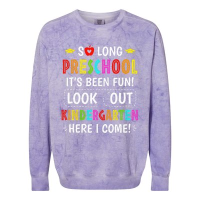 So Long Preschool Kindergarten Here I Come Graduation Colorblast Crewneck Sweatshirt