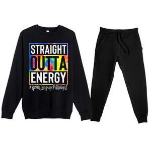 Speech Language Pathologist Straight Outta Energy Tie Dye Premium Crewneck Sweatsuit Set