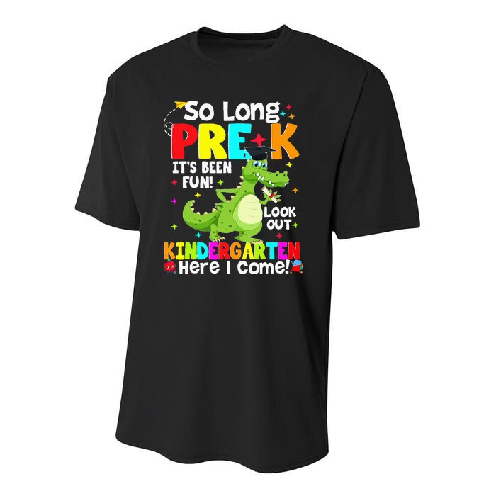 So Long PreK Kindergarten Here I Come Dinosaur Graduation Youth Performance Sprint T-Shirt