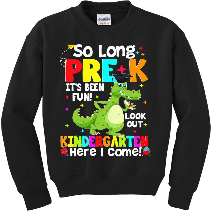 So Long PreK Kindergarten Here I Come Dinosaur Graduation Kids Sweatshirt