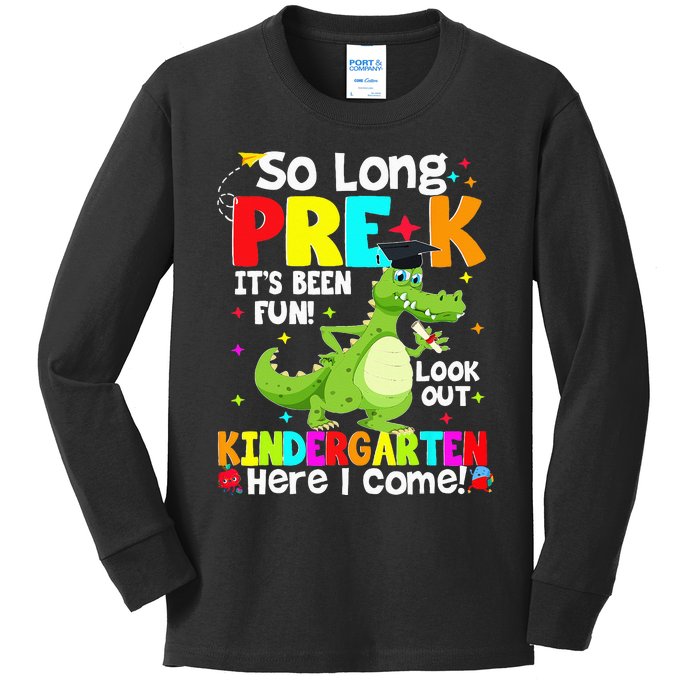 So Long PreK Kindergarten Here I Come Dinosaur Graduation Kids Long Sleeve Shirt