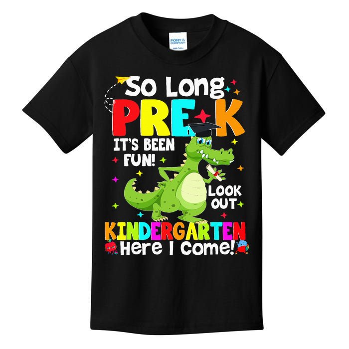 So Long PreK Kindergarten Here I Come Dinosaur Graduation Kids T-Shirt