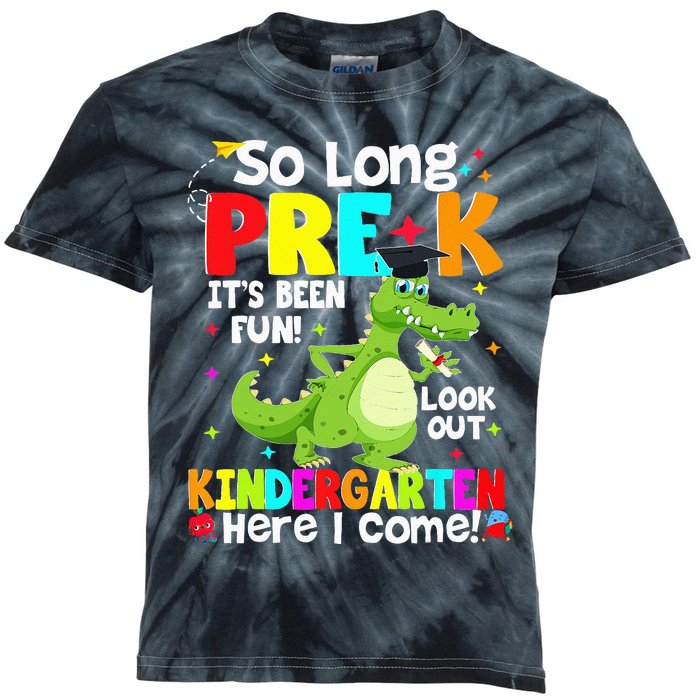 So Long PreK Kindergarten Here I Come Dinosaur Graduation Kids Tie-Dye T-Shirt