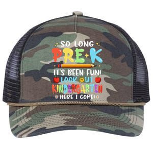 So Long PreK Its Been Fun Look Out Kindergarten Here I come Retro Rope Trucker Hat Cap