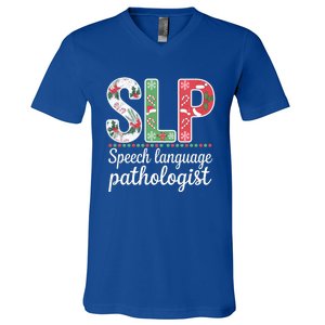 Speech Language Pathologist Christmas Speech Therapy Slp Gift V-Neck T-Shirt