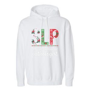 Speech Language Pathologist Christmas Speech Therapy Slp Gift Garment-Dyed Fleece Hoodie