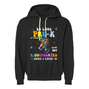 So Long PreK Kindergarten Here I Come Motorcycle Graduation Garment-Dyed Fleece Hoodie