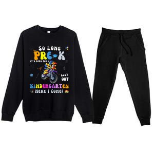 So Long PreK Kindergarten Here I Come Motorcycle Graduation Premium Crewneck Sweatsuit Set