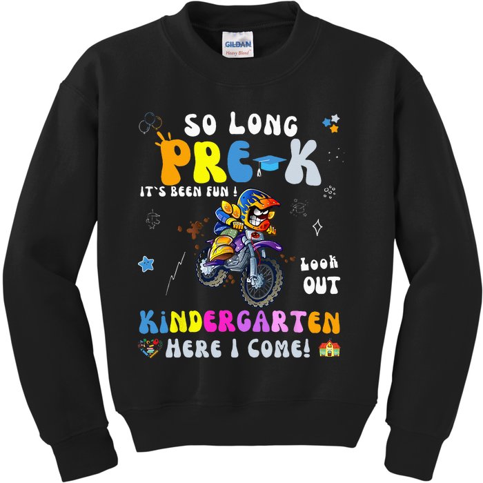 So Long PreK Kindergarten Here I Come Motorcycle Graduation Kids Sweatshirt