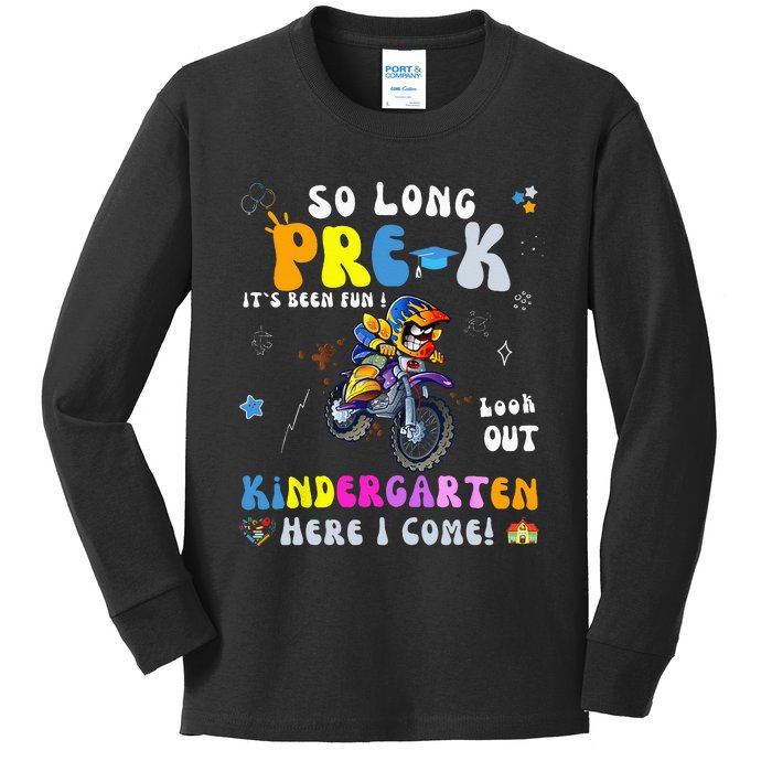 So Long PreK Kindergarten Here I Come Motorcycle Graduation Kids Long Sleeve Shirt