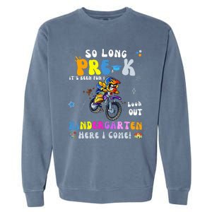 So Long PreK Kindergarten Here I Come Motorcycle Graduation Garment-Dyed Sweatshirt