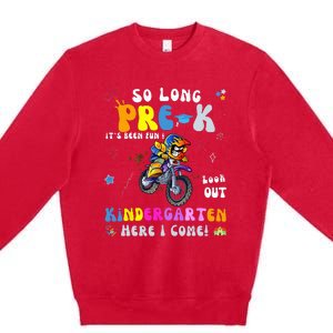 So Long PreK Kindergarten Here I Come Motorcycle Graduation Premium Crewneck Sweatshirt