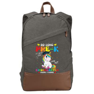 So Long PreK Kindergarten Here I Come Unicorn Graduation Cotton Canvas Backpack