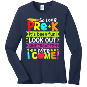 So Long Pre K Kindergarten Here Graduate Last Day Of School Gift Ladies Long Sleeve Shirt