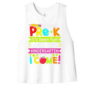 So Long Pre K Kindergarten Here Graduate Last Day Of School Gift Women's Racerback Cropped Tank