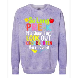 So Long PreK Look Out Kindergarten Funny Graduation Gifts Colorblast Crewneck Sweatshirt