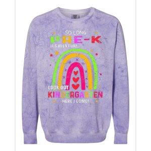 So Long PreK Look Out Kindergarten Graduation Gifts Rainbow Colorblast Crewneck Sweatshirt