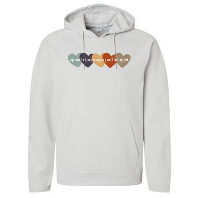 Speech Language Pathologist Teacher Hearts Back to School Performance Fleece Hoodie