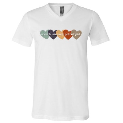 Speech Language Pathologist Teacher Hearts Back to School V-Neck T-Shirt