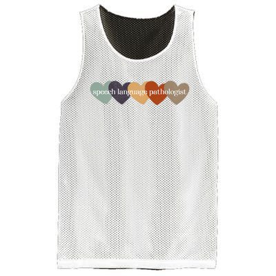 Speech Language Pathologist Teacher Hearts Back to School Mesh Reversible Basketball Jersey Tank