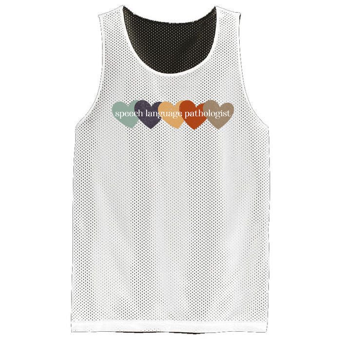 Speech Language Pathologist Teacher Hearts Back to School Mesh Reversible Basketball Jersey Tank