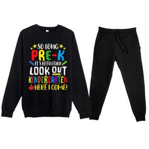 So Long PreK Look Out Kindergarten Here I Come Summer Premium Crewneck Sweatsuit Set