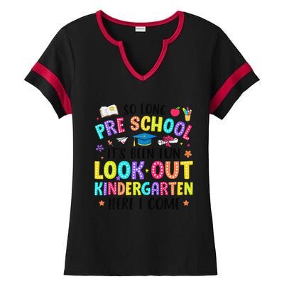 So Long Prek Graduation Kindergarten Here I Come Ladies Halftime Notch Neck Tee