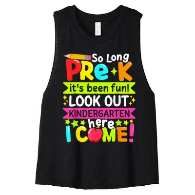 So Long Pre K Kindergarten Here Graduate Last Day Of School Women's Racerback Cropped Tank