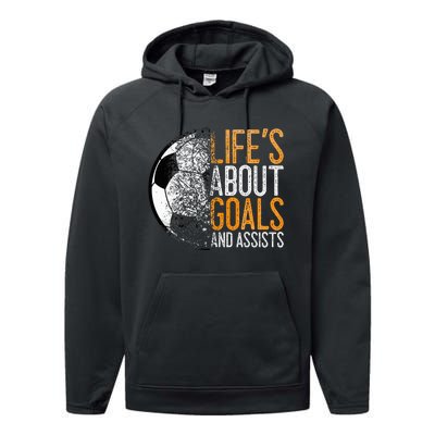 Soccer Lovers Player Football Goal  Performance Fleece Hoodie