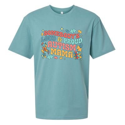 SomebodyS Loud Proud Autism Mama Gift Sueded Cloud Jersey T-Shirt