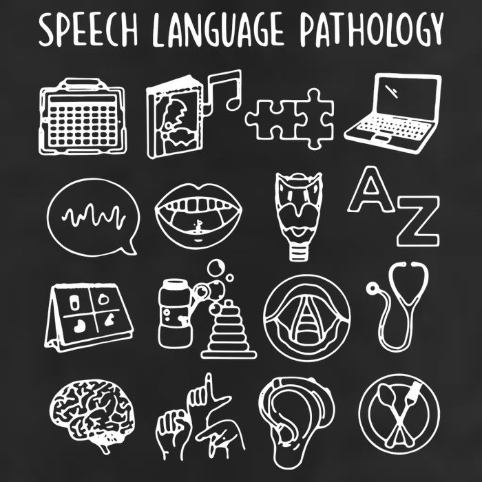 Speech Language Pathology Speech Therapy Awareness 7 Panel Mesh Trucker Snapback Hat